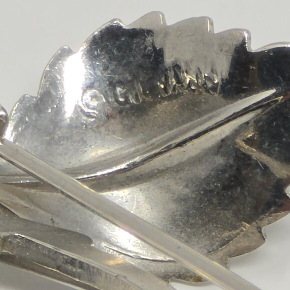 Vintage Rose Brooch Silver Tone Floral Statement Pin 1980s Costume Jewelry - Picture 12 of 15